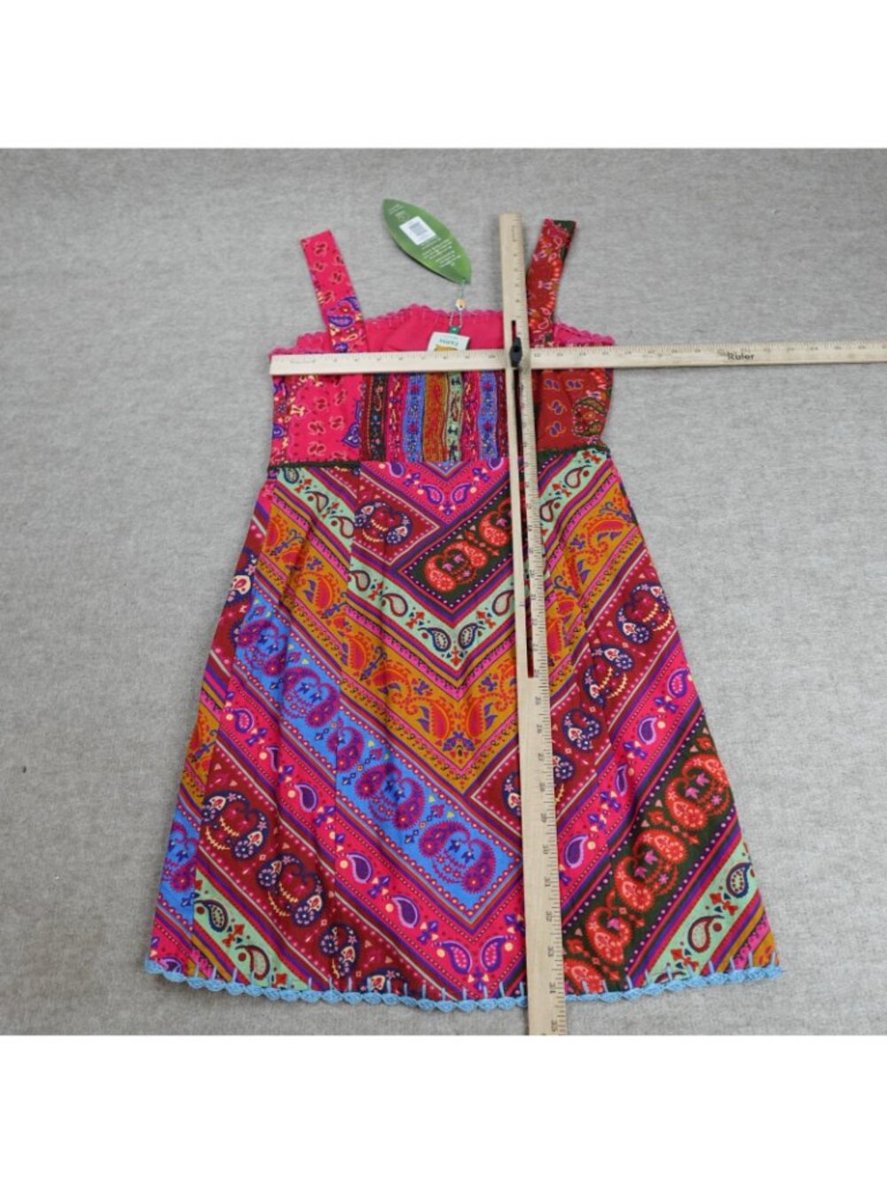 Farm Rio Womens Dress Medium Red Paisley Linen Blend NEW READ - Picture 10 of 15